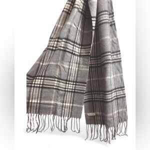 NEW Enzo Mantovani Blend Scarf 62"x12" Black Grey 70% wool 30% cashmere